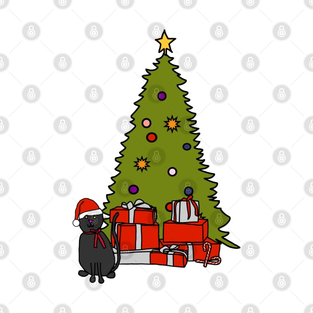Cute Cat and Christmas Tree by ellenhenryart