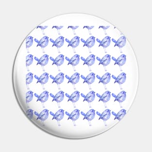 Blue Bird Pattern in Blue Watercolor Pin