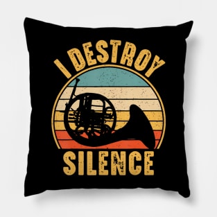 Funny Musicians I Destroy Silence French Horn Pillow