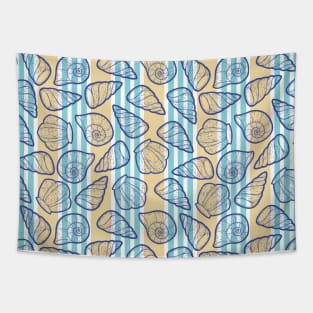 Beautiful Line Art Seashells Seamless Surface Pattern Design Tapestry