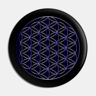 Flower of Life Sacred Geometry Blue Metal Pin