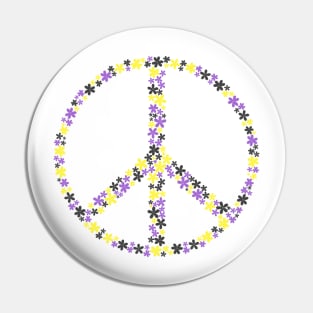 Floral Peace Sign - Discreet Nonbinary Pride Pin