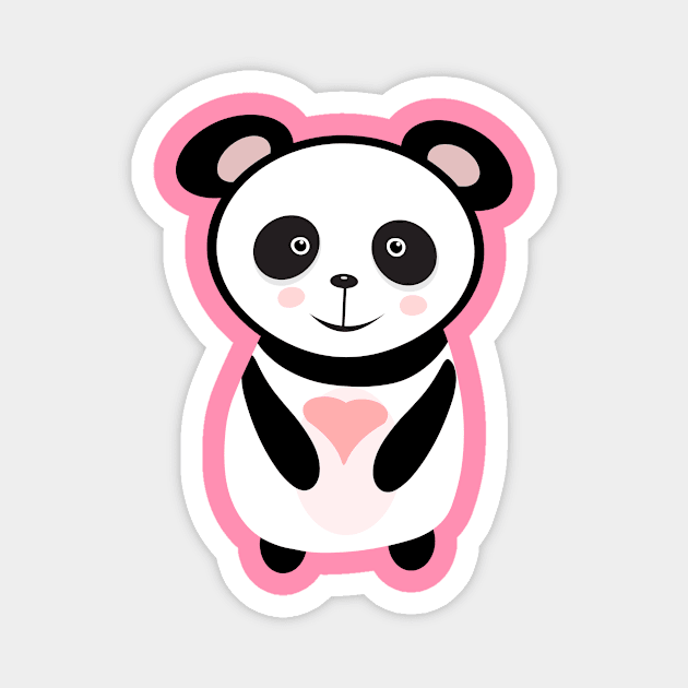 Panda holding love heart Magnet by Abdydesigns