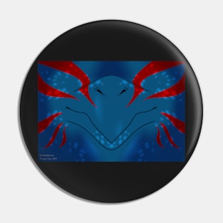 Blue with Red Stripes Dragon Mask Pin