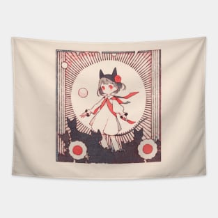 Paper Illustration of Devil Girl Tapestry