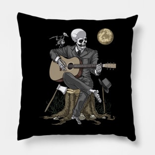 Skeleton Guitar Player Pillow