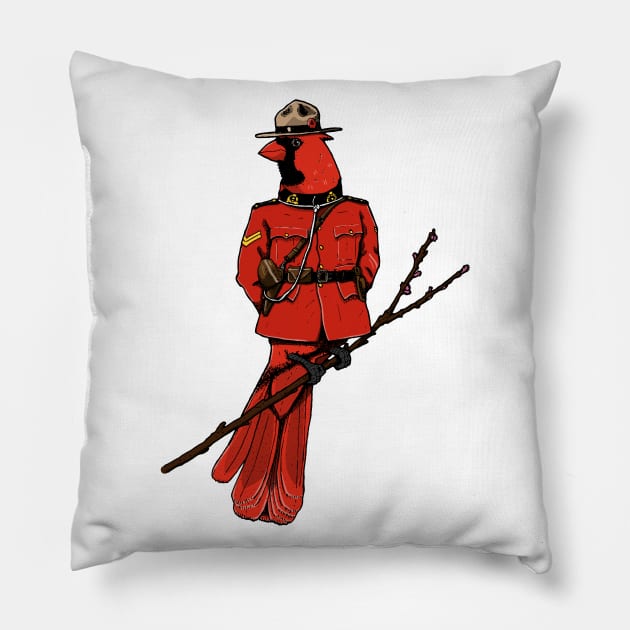 Cardinal Mountie - Canadian Birds Pillow by deancoledesign