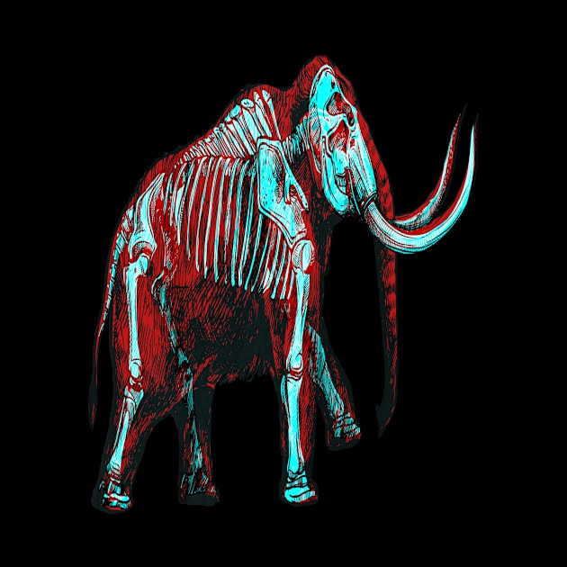 Mammoth Skeleton Interactive Red&Blue Filter T-Shirt by RedAndBlue