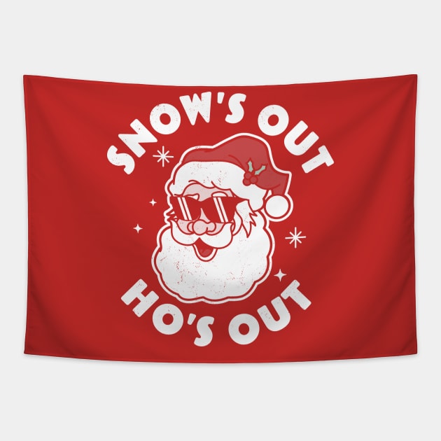 Snow's Out Ho's Out - Funny Santa Claus Xmas Pajama Tapestry by OrangeMonkeyArt