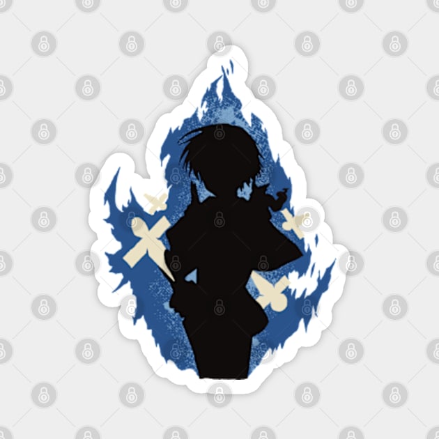 Seika Lamprogue Fire Aura with His Shikigami from The Reincarnation of the Strongest Exorcist in Another World or Saikyou Onmyouji no Isekai Tenseiki in Cool Simple Silhouette Magnet by Animangapoi