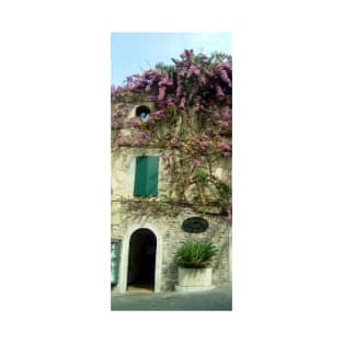 Italian cafe with bougainvillea on the roof T-Shirt