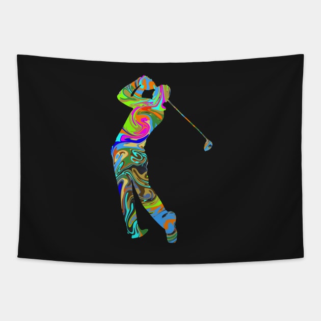 Psychedelic Golfer Tapestry by missdebi27