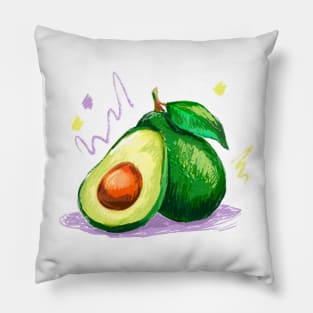 Avocado Hand Drawn Pillow