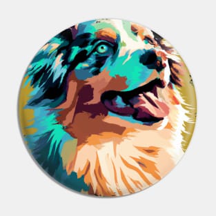 Miniature American Shepherd Pop Art - Dog Lover Gifts Pin