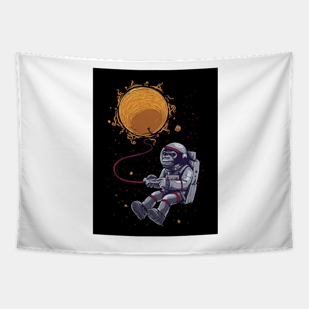 Astronaut Monkey With Planet Tapestry by kriitiika