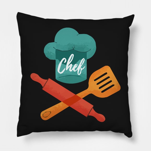 chef hat spatula and rolling Pillow by zaiynabhw