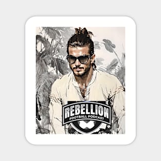 Rebellion Football Podcast (man ponytail and dark shades) Magnet