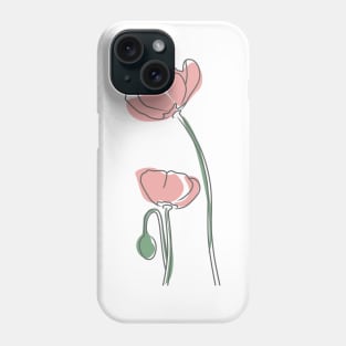 poppy pink pastel flowers Phone Case