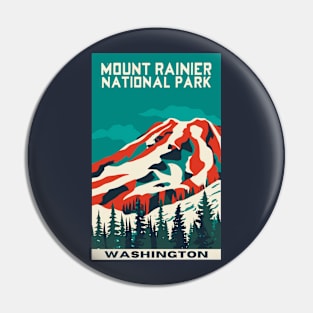 A Vintage Travel Art of the Mount Rainier National Park - Washington - US Pin