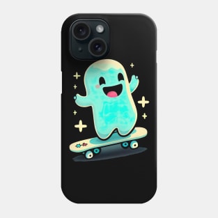 little kawaii ghost go skateboarding Phone Case
