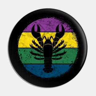 Circular Crawfish Silhouette Gift Crab Mardi Gras Masquerade Pin