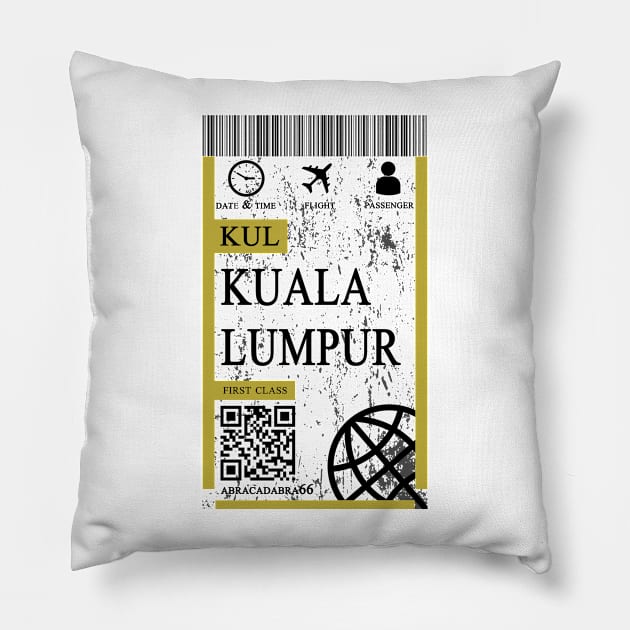 Kuala lumpur flight ticket boarding pass abstract Pillow by 