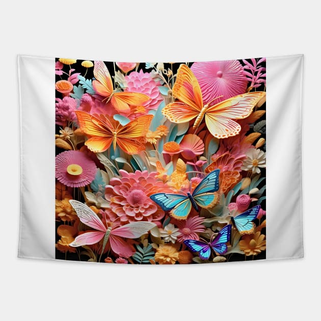 Pink and yellow butterflies Tapestry by bogfl