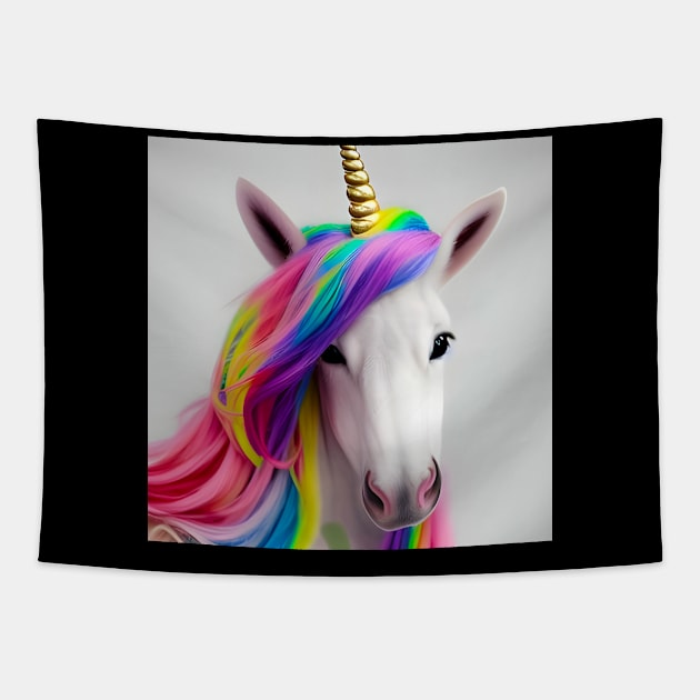 Colorful Unicorn Rainbow Hair Tapestry by TshirtLABS