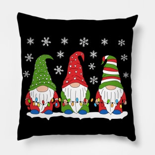 Three Gnomes with tree lights Pillow