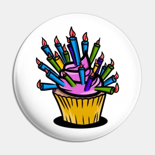 Funny cupcake with too many candles Pin