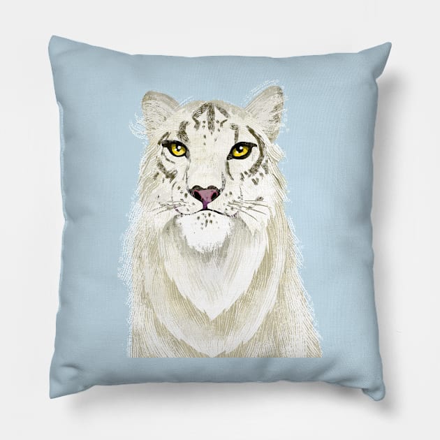 Snow Leopard Pillow by pastanaut