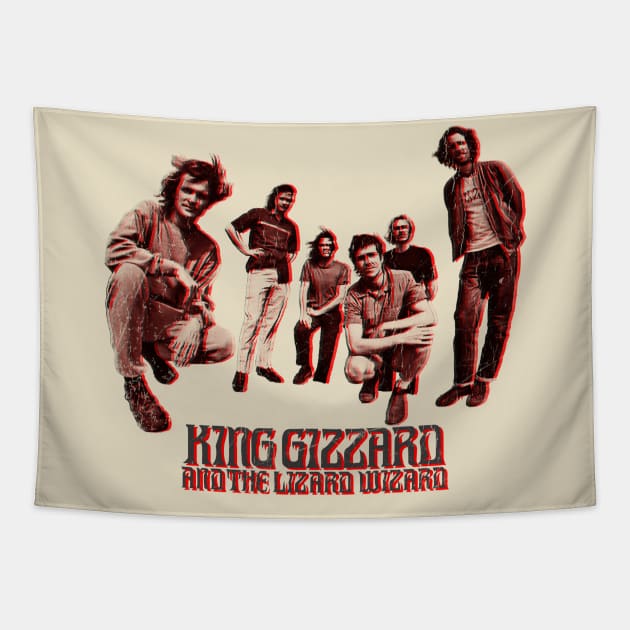 Retro Vintage King Gizzard And The Lizard Wizard Tapestry by LEMESGAKPROVE