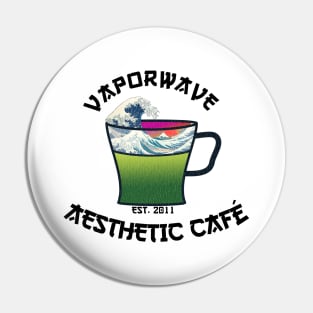 Vaporwave Aesthetic Great Wave Off Kanagawa Cafe Coffee Tea Pin