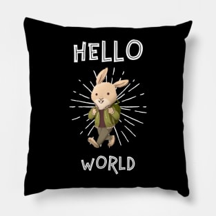 Hello World - cute bunny Pillow