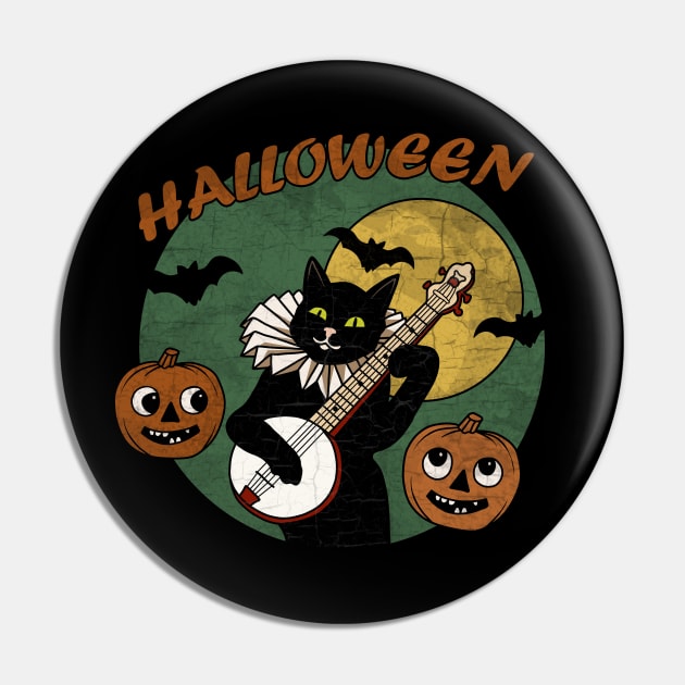 Vintage Cat Playing Banjo Pin by valentinahramov