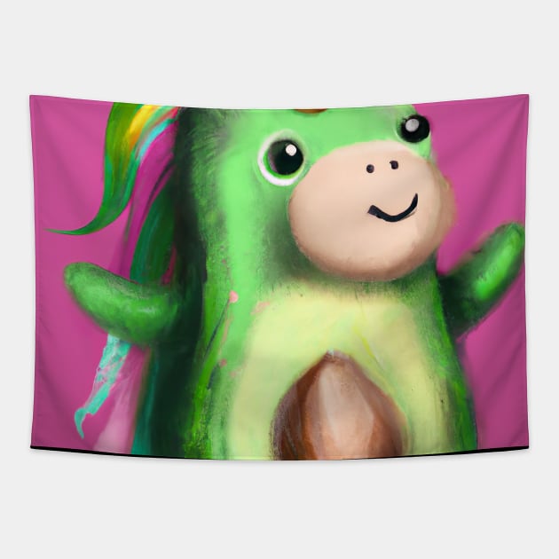 Cute Unicorn Avocado Tapestry by maxcode