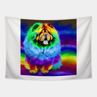 Chow Chow Dog Rainbow Painting Tapestry