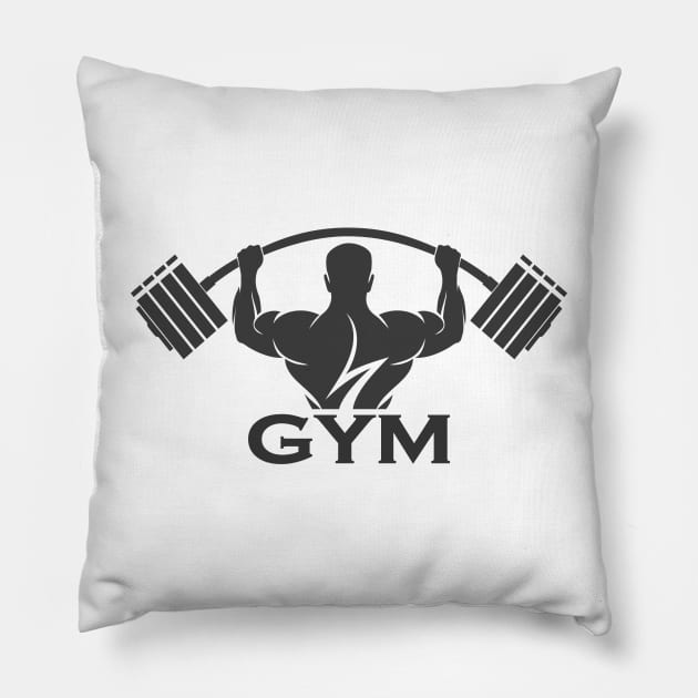 Fitness logo design template, design for gym and fitness club. Logo with exercising athletic man. Pillow by devaleta