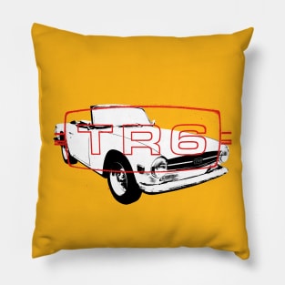 Triumph TR6 1970s classic sports car monoblock black/white with logo Pillow