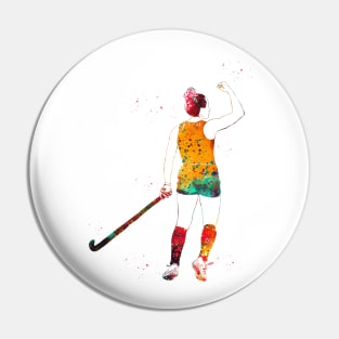 Field Hockey Player Girl Pin