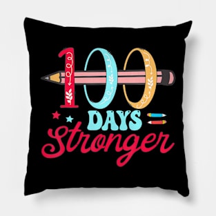 100 Days Stronger 100 Days Of School Teacher Pillow
