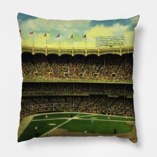 Vintage Sports Baseball Stadium with Crowds Pillow