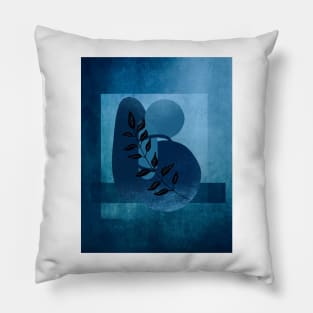 Modern Art Botanical In Blue Pillow