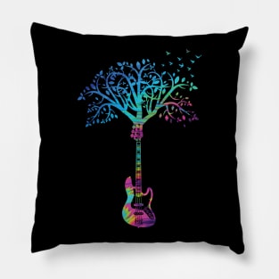 Bass Guitar Tree Abstract Texture Theme Pillow