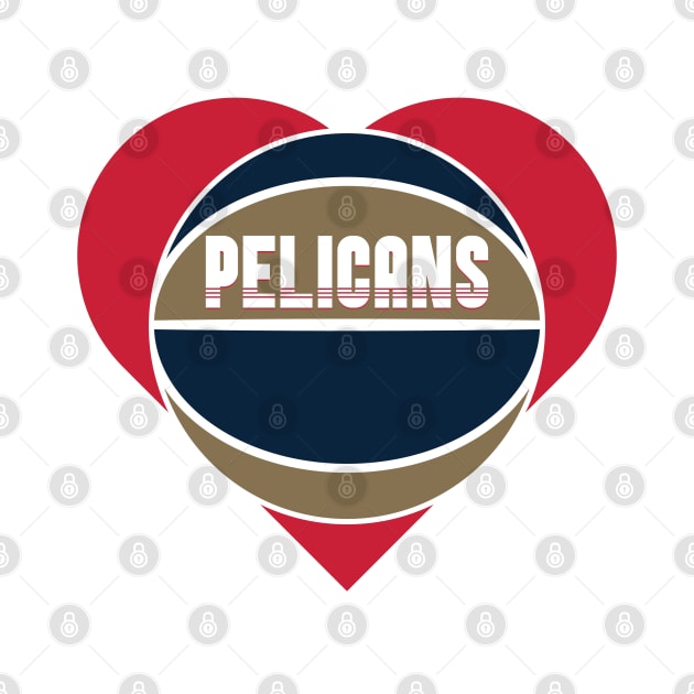 Heart Shaped New Orleans Pelicans Basketball by Rad Love