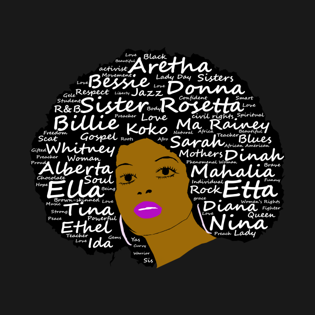 Black History Month Powerful Singers Natural Hair Afro Art - Black ...