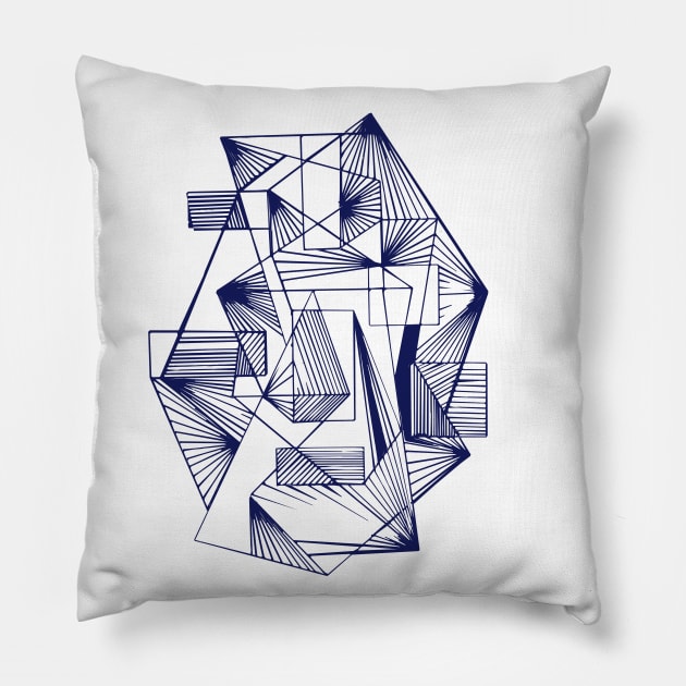 Blue Geometric abstract modern Pillow by carolsalazar