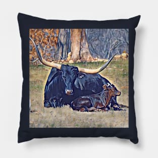 Texas Longhorn and cakf Pillow