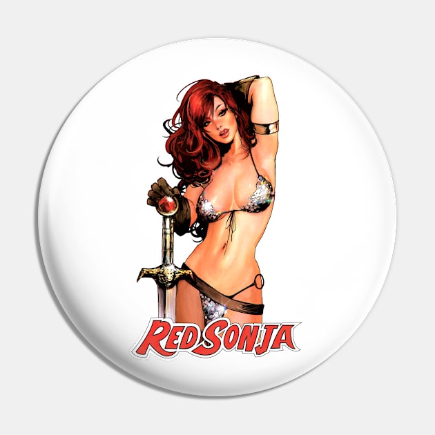 Red Sonja (Alt Print) Pin by Miskatonic Designs