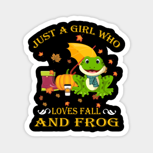 Just A Girl Who Loves Fall & Frog Funny Thanksgiving Gift Magnet